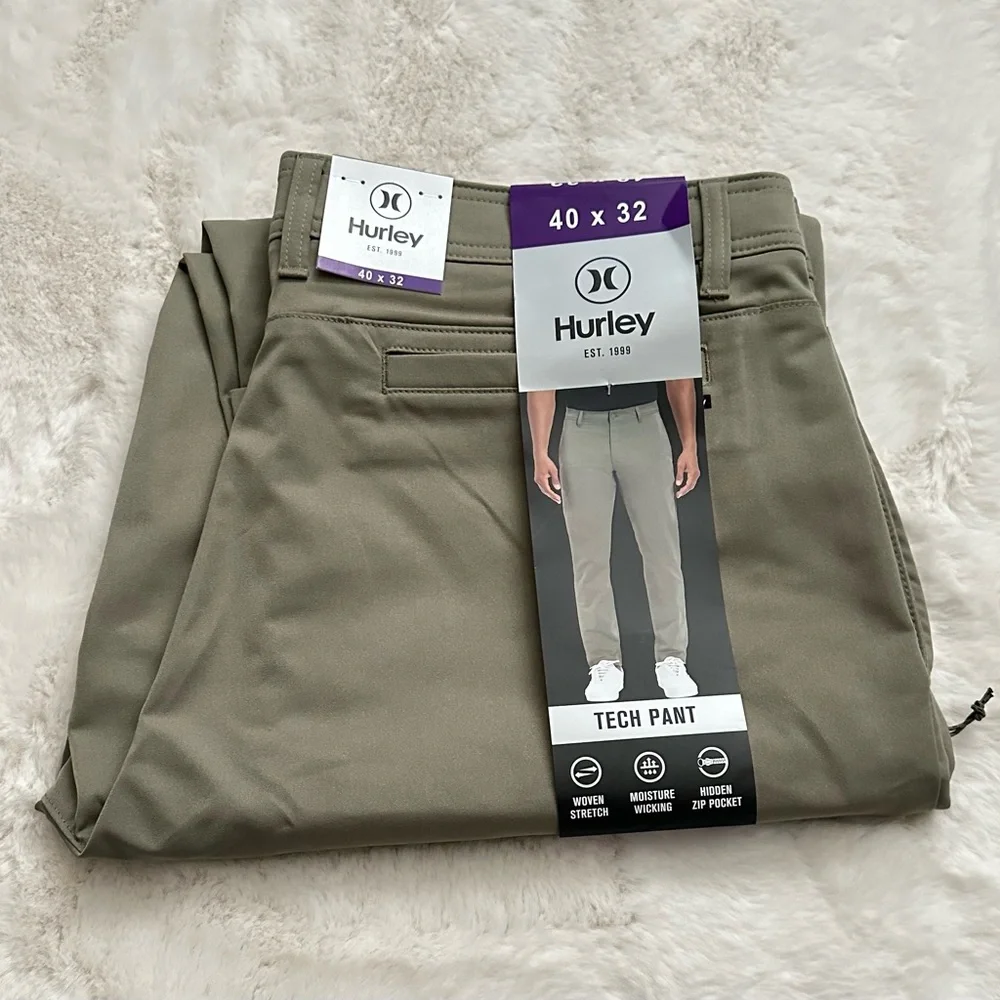 Hurley Men Tech Stretch Pants (Green 40x32) - Picture 1 of 4
